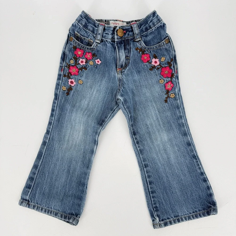 Oshkosh Vintage Girl's‎ Floral Embroidered Jeans 2T
